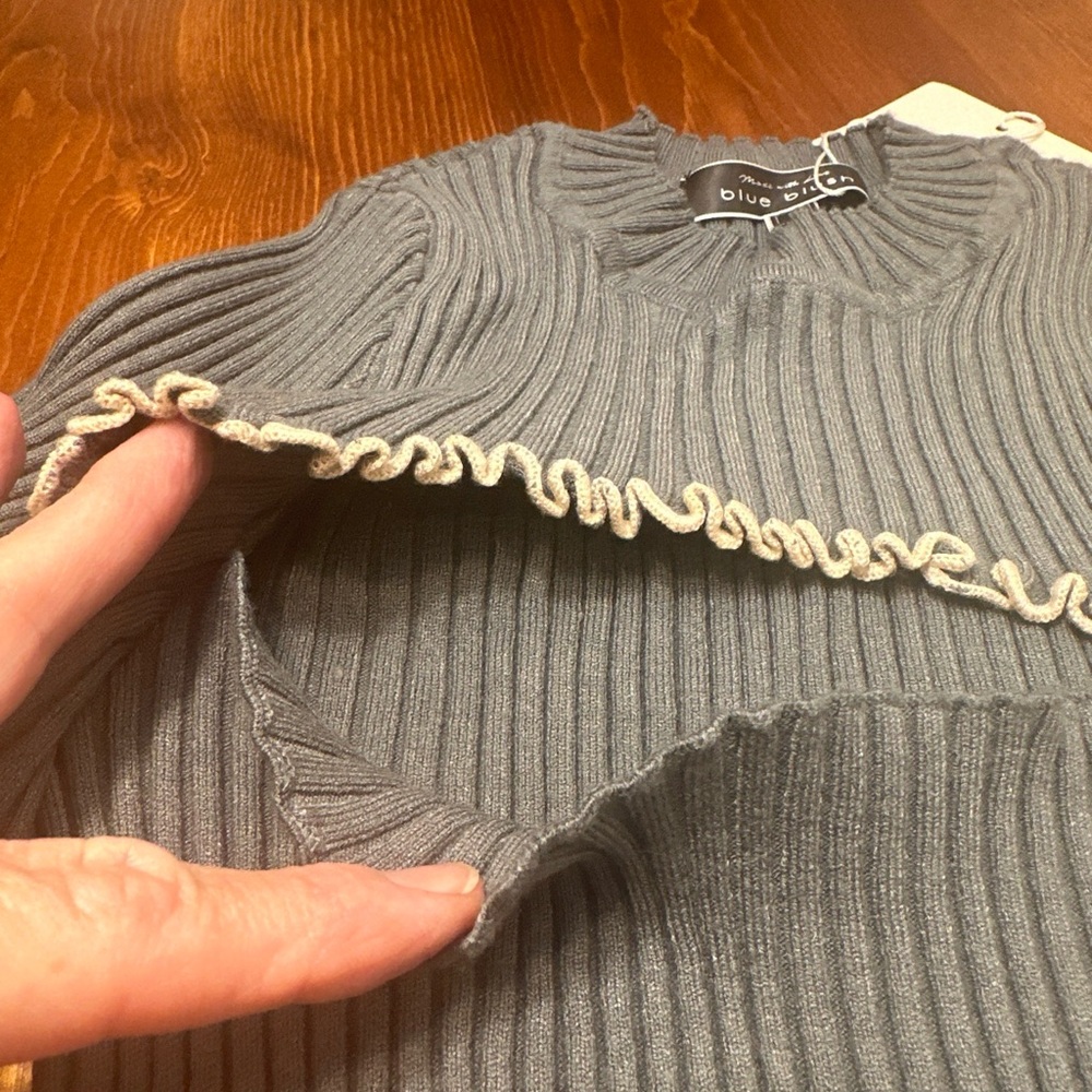 NWT Blue Blush Open Bodice Pullover Viscose Sweater Bohme Blue Gray Sz S Bolero - Picture 13 of 14